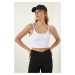 Happiness İstanbul White Thin Strap Knitted Sports Bra