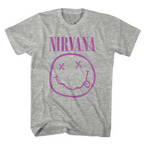 Nirvana tričko Purple Smiley Šedá