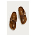 Kožené žabky Birkenstock 1018785-Cognac, dámske, hnedá farba, na plochom podpätku