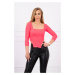 Ribbed blouse with pink neon neckline