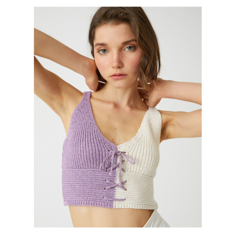 Koton Crop Knit Undershirt Tie Detail Cotton