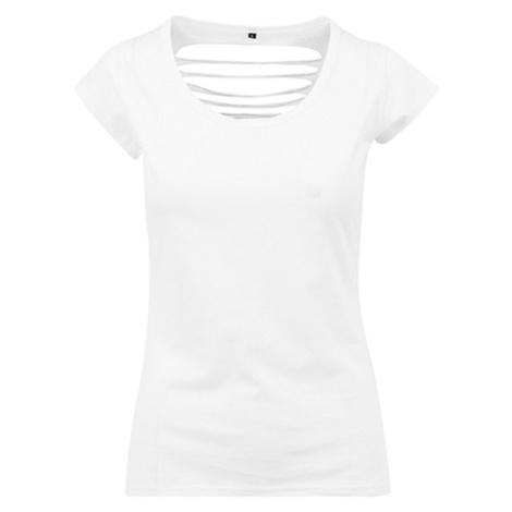 Build Your Brand Dámske tričko s vykrojeným chrbtom BY035 White