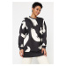 Trendyol Black Patterned Crew Neck Scuba Knitted Sweatshirt