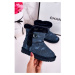 Children's Snow Boots With Fur And Button Navy Kawai