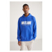 GRIMELANGE Arnold Men's Hooded Drawstring Fleece Printed Saxe Blue Sweatshir