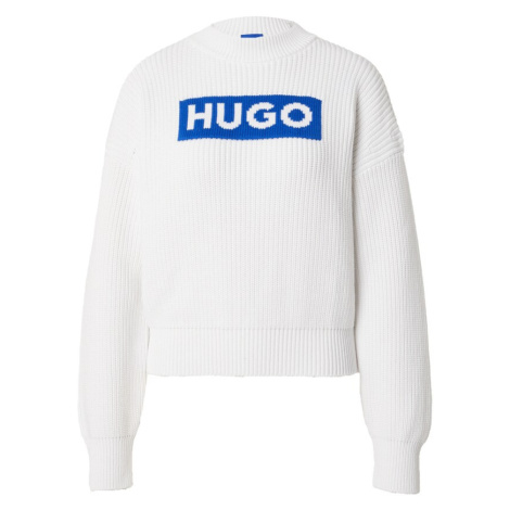 HUGO Sveter 'Sloger'  modrá / biela Hugo Boss