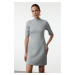 Trendyol Light Anthracite Stone Detailed Skater/Waisted Short Sleeve Mini Knitted Pencil Dress