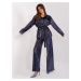 Dark blue elegant women's set with sequins