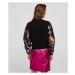 Mikina Karl Lagerfeld Lurex Sleeves Mix Sweatshirt Čierna