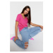 Trendyol Pink 100% Cotton Basic V-Neck Knitted T-Shirt