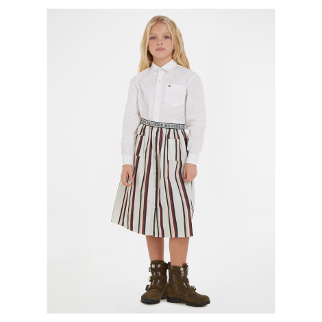 Creamy Girly Striped Midi Skirt Tommy Hilfiger - Girls