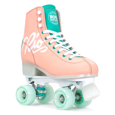 Rio Roller Script Adults Quad Skates - Peach / Green - UK:6A EU:39.5 US:M7L8