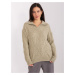 Khaki women's sweater with cables and collar