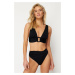 Trendyol Black Knotted High Waist Hipster Bikini Bottom