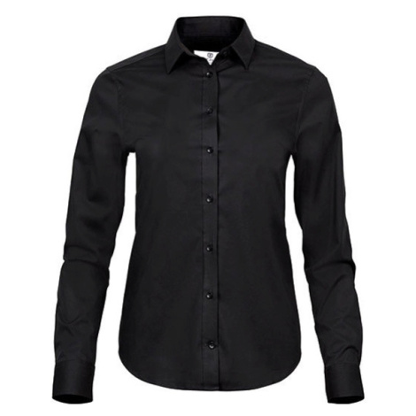 Tee Jays Dámska strečová košeľa - väčšej veľkosti TJ4025X Black