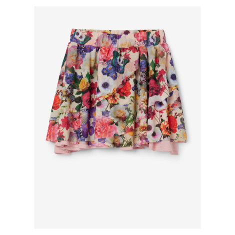 Pink and cream girls' floral skirt Desigual Bimba - Girls