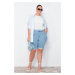 Trendyol Curve Light Blue Belted Flexible Skinny Denim Shorts