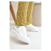 Women's low platform sneakers made of eco-leather white-green Nevelena