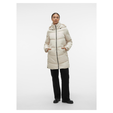 Women's cream winter quilted coat VERO MODA Halsey - Women