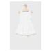 Dievčenské bavlnené šaty Guess biela farba, mini, áčkový strih