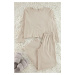 Trendyol Beige Ribbed Knitted Pajama Set