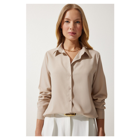 Happiness İstanbul Women's Mink Soft Textured Basic Shirt