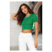 Trendyol Green Crop Openwork/Perforated T-Shirt Look Knitwear Sweater