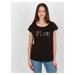 Women's black monochrome T-shirt with inscription