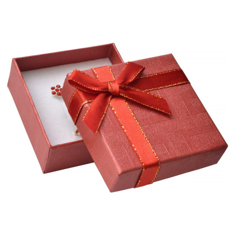 JKBOX Červená papierová krabička s mašľou so zlatým okrajom na malú sadu IK008