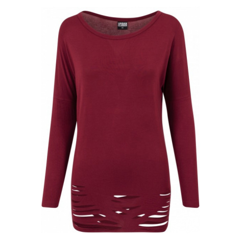 Urban Classics Ladies Cutted Viscose L/S Tee burgundy