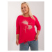 Red plus-size blouse with appliqué