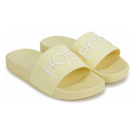 Detské šľapky BOSS žltá farba Hugo Boss