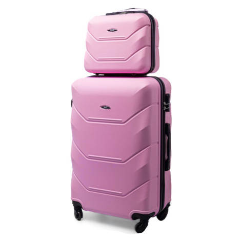 Ružová sada 2 luxusných plastových kufrov &quot;Luxury&quot; - veľ. M, L