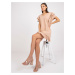 Mini dress from camel cotton with frills