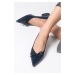 Mio Gusto Beatrix Navy Blue Color Patent Leather Short Heels Women's Shoes.