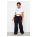 Trendyol Curve Black High Waist Wideleg Woven Trousers