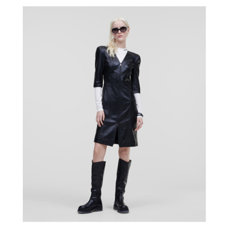 Šaty Karl Lagerfeld Leather Zip Dress