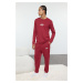 Trendyol Men's Claret Red Regular Fit Printed Knitted Pajama Set