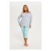 Women's pyjamas Hedera long sleeves, 3/4 pants - print/turquoise