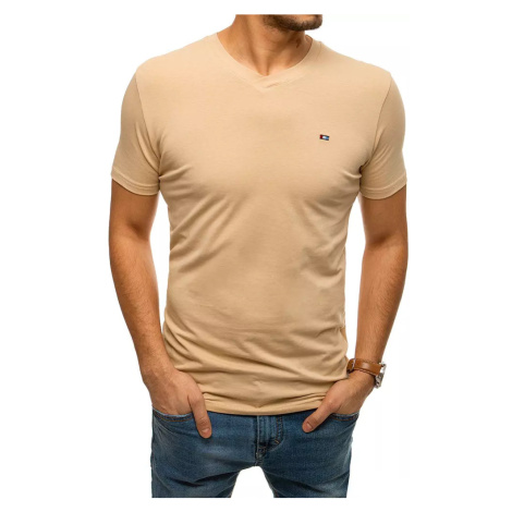 Beige Men's T-shirt without print RX4465 DStreet