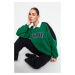 Trendyol Green Thick Fleece Inside Color Block Polo Collar Regular/Regular Knitted Sweatshirt