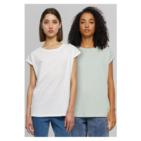 Women's T-Shirt Extended Shoulder Tee - 2pcs - Mint+White