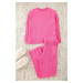 Trendyol Curve Fuchsia Textured Pocket Knitted Pajama Set