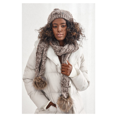 Winter set - dark brown cap with scarf FASARDI