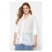 Trendyol Curve White Woven Scallop Detailed Shirt