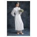 Trendyol White Pleated Woven Lined Chiffon Bride/Special Occasion Dress