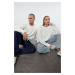 Trendyol Ecru Unisex Couple Crew Neck Hair Knit Sweater