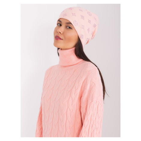 Light pink winter hat with cashmere