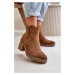 Insulated women's ankle boots with heels made of eco suede brown Velarilla