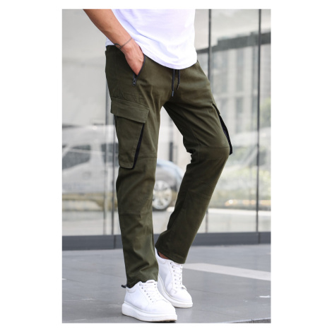 Madmext Khaki Cargo Vreckové Jogger Nohavice 5791